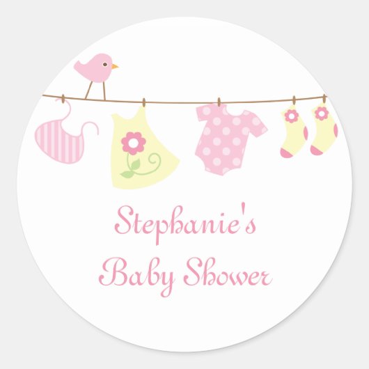 Baby shower meisje vogels en wasserij stickers (Voorkant)