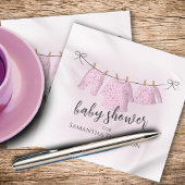 Baby shower Meisje Waterverf Roze Clothesline Servet