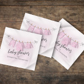 Baby shower Meisje Waterverf Roze Clothesline Servet