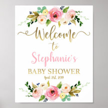 Baby shower meisje welkomstbord , floral girl