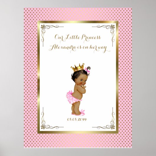 Baby shower meisje, wit roze, elegant, 32x41,6 300 poster (Voorkant)
