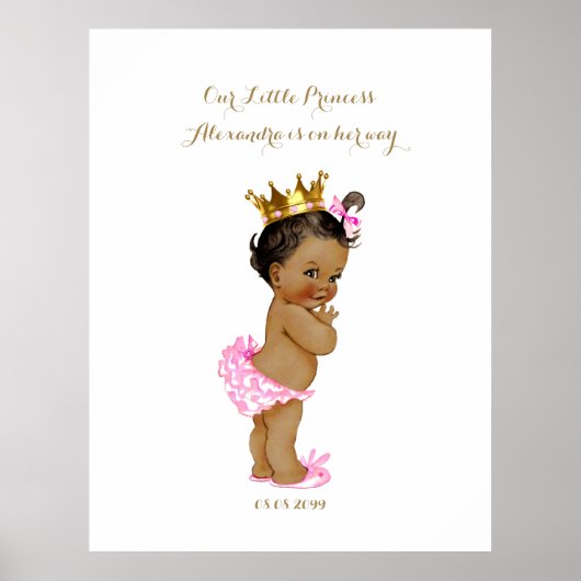 Baby shower meisje, wit roze, elegant, 32x41,6 300 poster (Voorkant)