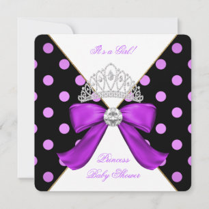 Baby shower Meisje Witte Paarse Princess Polka Dot Kaart