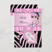 Baby shower Meisje Zebra Roze Kaart (Voorkant / Achterkant)
