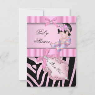 Baby shower Meisje Zebra Roze Kaart