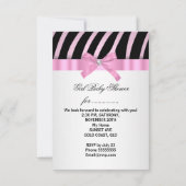 Baby shower Meisje Zebra Roze zwart Kaart (Achterkant)