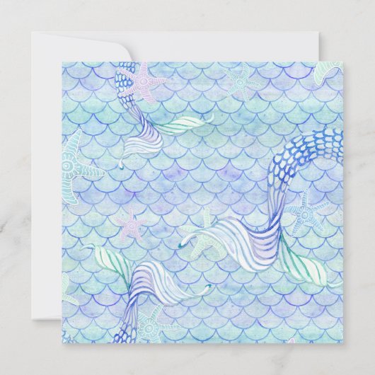 Baby shower Meisje Zeemeermin Waterverf Waves Wood Kaart (Achterkant)