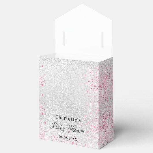 Baby shower Meisje Zilver Roze Glitter Dank u Bedankdoosjes (Geopend)