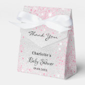 Baby shower Meisje Zilver Roze Glitter Dank u Bedankdoosjes (Voorkant Zijde)