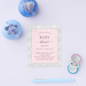 Baby shower meisje zilverkleurige roze glitter fly flyer (Enkel)