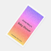 Baby shower meisjes aangepaste naam glittery roze servet (Hoek)