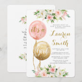 Baby shower meisjes ballonnen Uitnodiging (Voorkant / Achterkant)