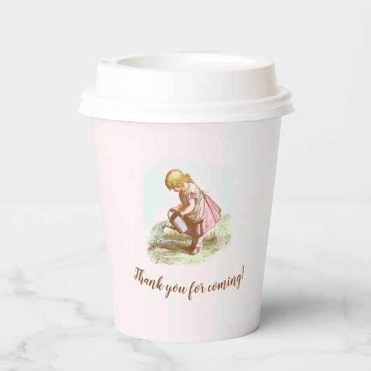  Baby shower meisjes in de tuin Papieren Bekers (Achterkant)