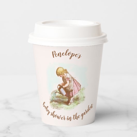  Baby shower meisjes in de tuin Papieren Bekers (Voorkant)