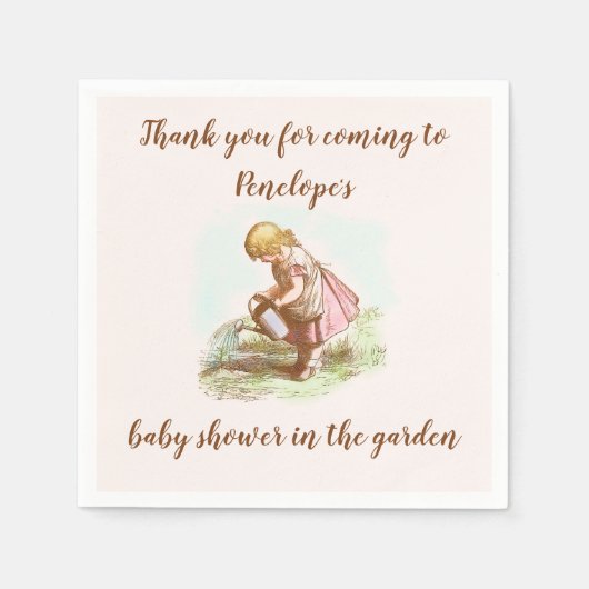  Baby shower meisjes in de tuin Servet (Voorkant)