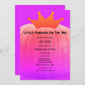 Baby shower Meisjes Pompoen Roze Paarse QR Code Kaart (Voorkant / Achterkant)