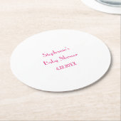 Baby shower Meisjes Roze Aangepaste Naam 2024 Eleg Ronde Kartonnen Onderzetter (Gebogen)