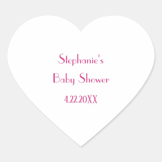 Baby shower Meisjes Roze Aangepaste Naam Elegant 2 Hart Sticker (Voorkant)