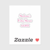 Baby shower Meisjes Roze Aangepaste Naam Elegant 2 Sticker (Vel)
