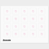Baby shower Meisjes Roze Aangepaste Naam Elegant 2 Vierkante Sticker (Vel)