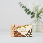 Baby shower Meisjes Roze Safari Print Luier Raffle Informatiekaartje (Staand voorkant)