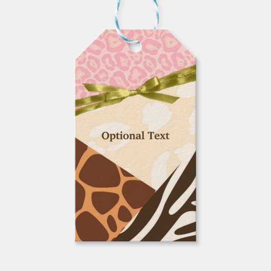 Baby shower Meisjes Roze Safari Thema Print Cadeaulabel (Voorkant)
