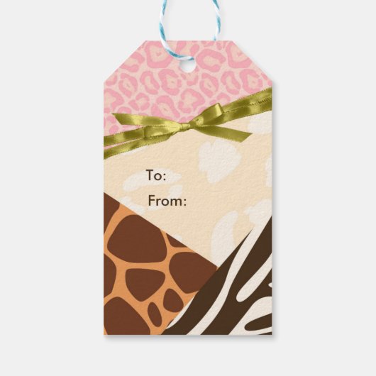 Baby shower Meisjes Roze Safari Thema Print Cadeaulabel (Achterkant)