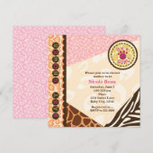 Baby shower Meisjes Roze Safari Thema Uitnodiginge Kaart (Voorkant / Achterkant)