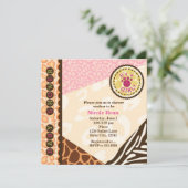 Baby shower Meisjes Roze Safari Thema Uitnodiginge Kaart (Staand voorkant)