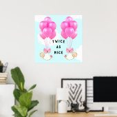 Baby Shower Meisjes Tweeling Poster (Thuiskantoor)