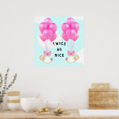 Baby Shower Meisjes Tweeling Poster (Keuken)