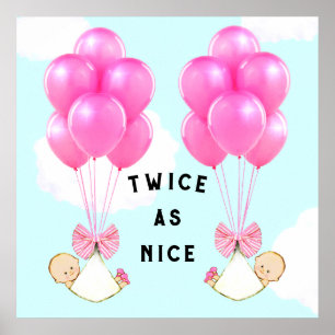 Baby Shower Meisjes Tweeling Poster