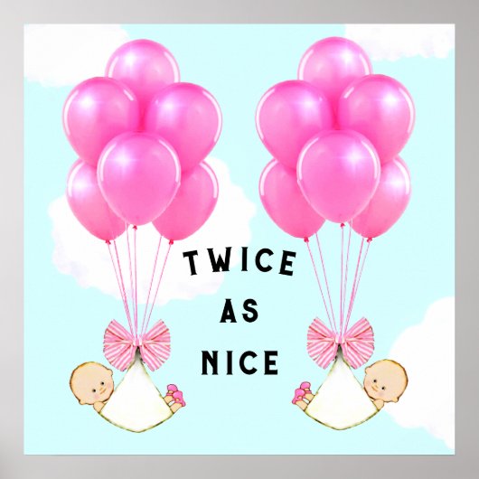 Baby Shower Meisjes Tweeling Poster (Voorkant)