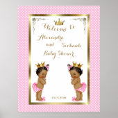 Baby shower meisjes TWINS, roze, elegant, 40x52 30 Poster (Voorkant)
