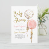 Baby shower meisjesballonnen kaart (Staand voorkant)