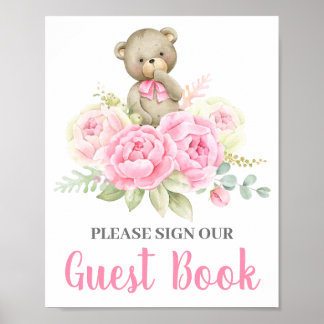 Baby shower Meisjesboek Beer Poster
