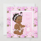  Baby shower Meisroze Beer Etnische Kaart (Voorkant)