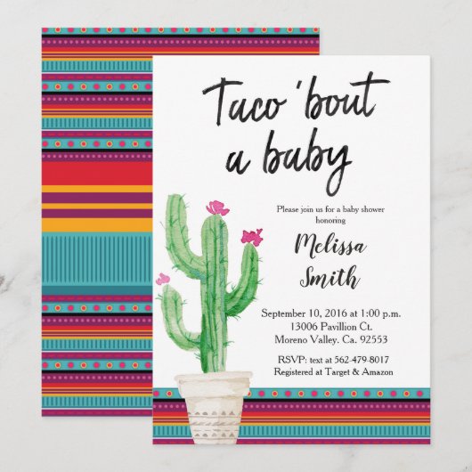 baby shower Meixcan Uitnodiging (Voorkant / Achterkant)