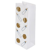 Baby shower Melk en Cookies Nieuw Babycadeau Wijn Cadeautas (Voorkant Gekanteld)