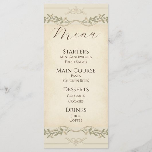 baby shower menu (Voorkant)