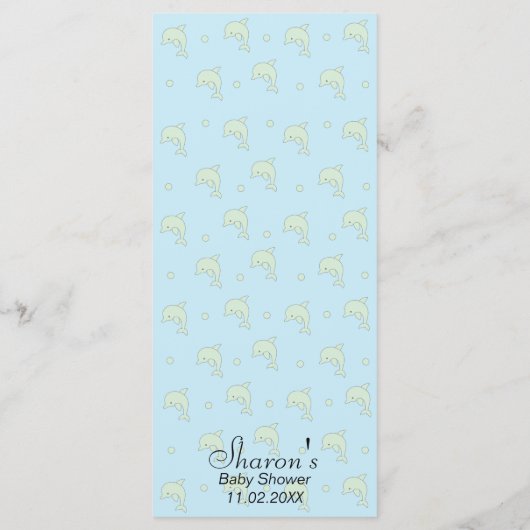 Baby shower menu "Blauwe Dolfijnen" (Achterkant)