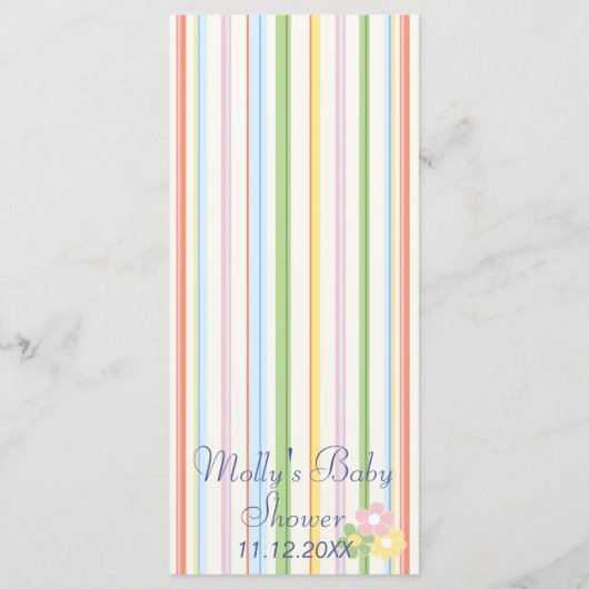 Baby shower Menu "Bloemen en strepen" (Achterkant)