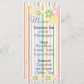 Baby shower Menu "Bloemen en strepen" (Voorkant / Achterkant)