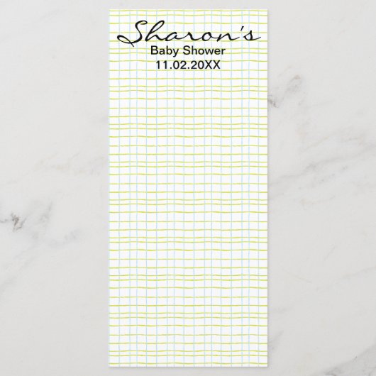 Baby shower menu "Blue Owl" (Achterkant)