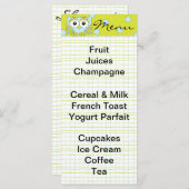 Baby shower menu "Blue Owl" (Voorkant / Achterkant)