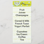 Baby shower menu "Blue Owl" (Voorkant)