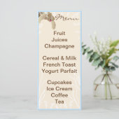 Baby shower Menu "BlueTurtle" (Staand voorkant)