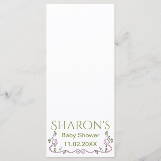 Baby shower Menu "Castle in the Sky/Pink" (Achterkant)