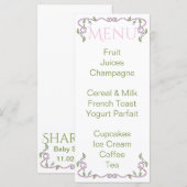 Baby shower Menu "Castle in the Sky/Pink" (Voorkant / Achterkant)