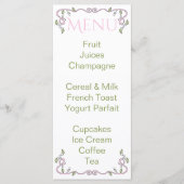 Baby shower Menu "Castle in the Sky/Pink" (Voorkant)